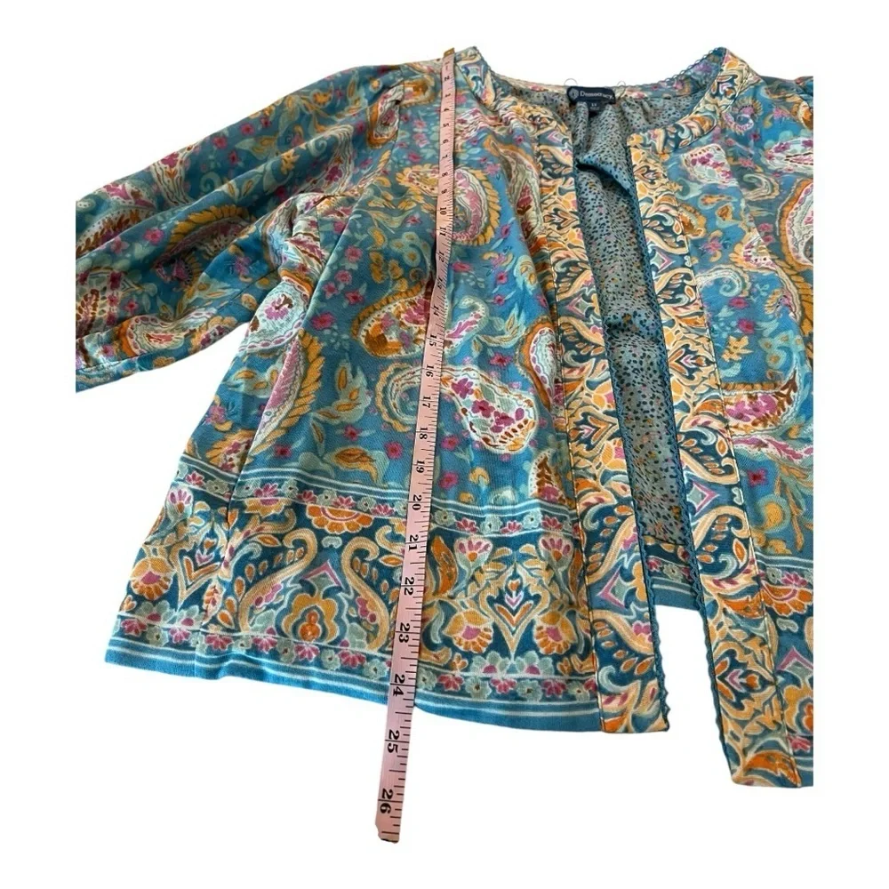 Democracy Plus Size Paisley Print 3/4 Sleeve Reversible Open-Front Jacket NEW - Picture 7 of 16